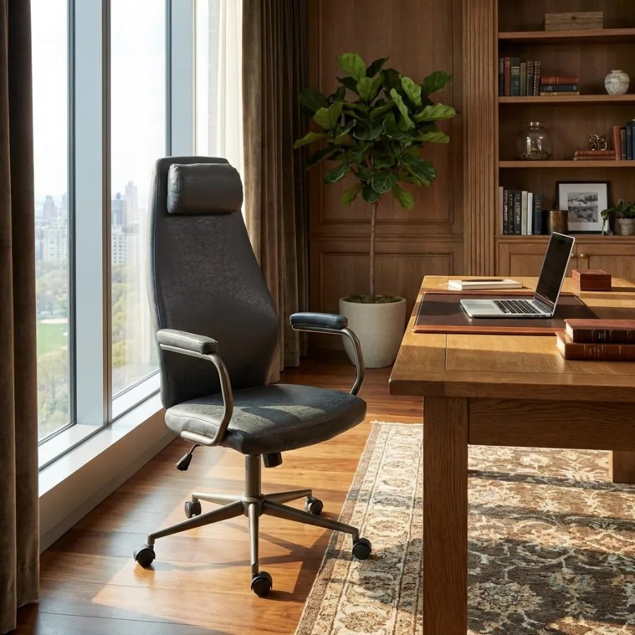 Cadeira de Escritório Pocatello Industrial Loft Estilo Antigo Preto