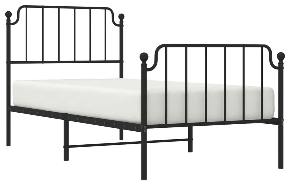 Estrutura de cama com cabeceira e pés 90x200 cm metal preto