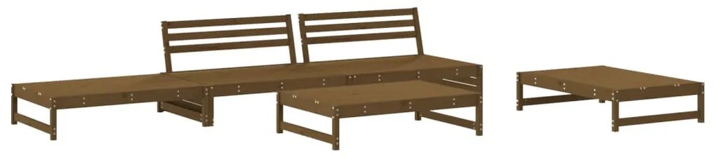 5pcs conj. lounge jardim+almofadões madeira maciça castanho-mel
