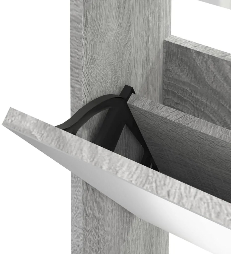 Sapateira com espelho 3 divisórias 63x17x102,5 cm cinza sonoma