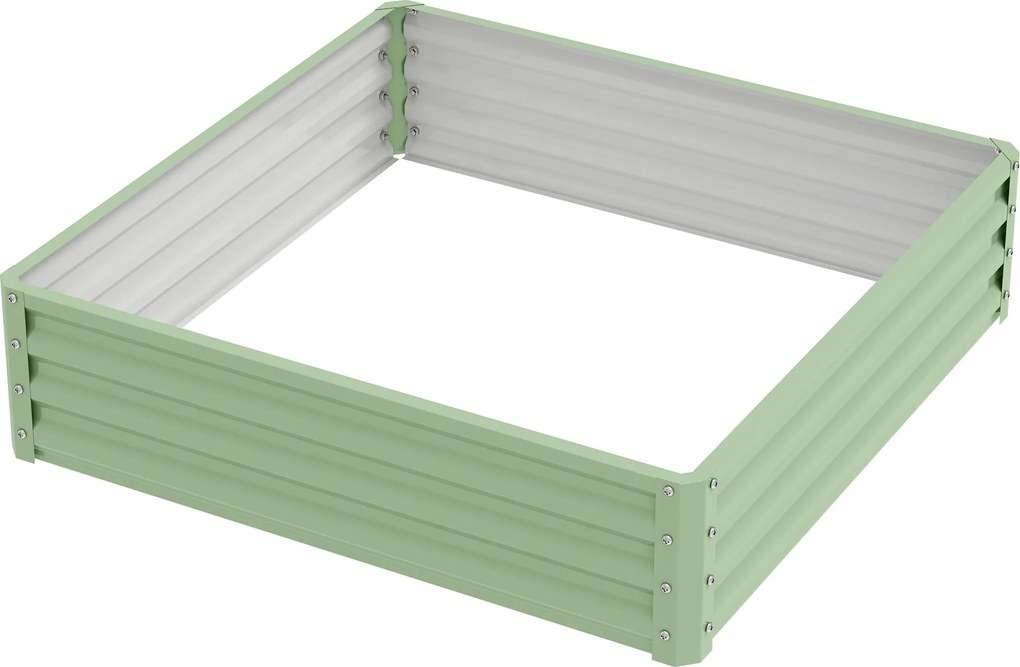 Floreira de Jardim Elevada, 120 x 120 x 30 cm, Resistente à Ferrugem, Verde-Claro