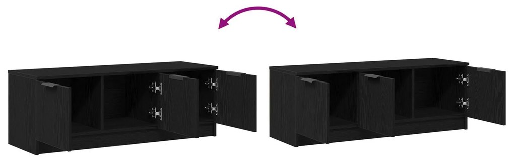 Armário para TV vidaXL Preto Carvalho 102x35x36,5 cm Madeira Engineere