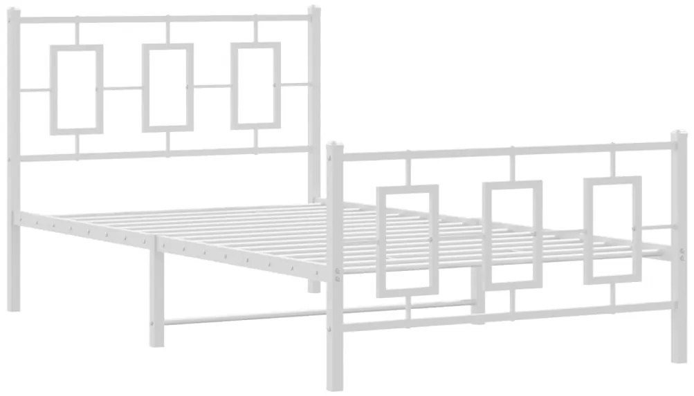 Estrutura de cama com cabeceira e pés 100x190 cm metal branco