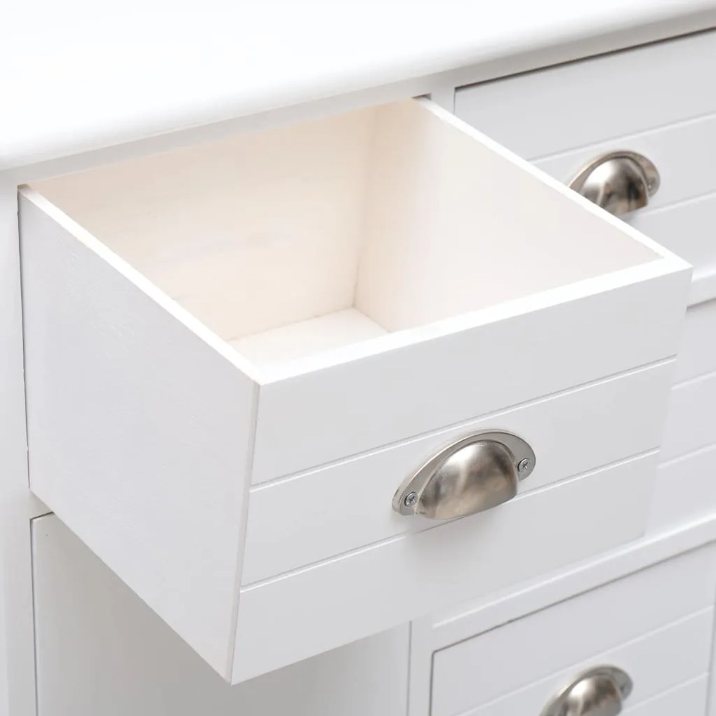 Aparador com 10 gavetas 113x30x79 cm madeira branco