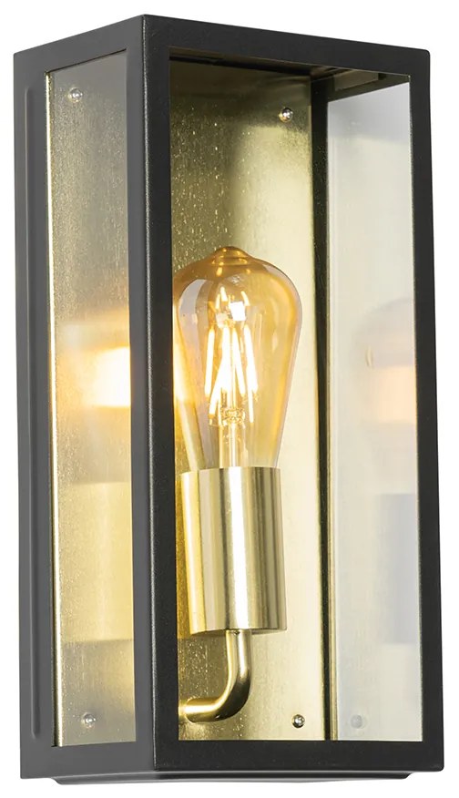 Luminária de parede exterior industrial preto com dourado IP44 - Rotterdam Industrial