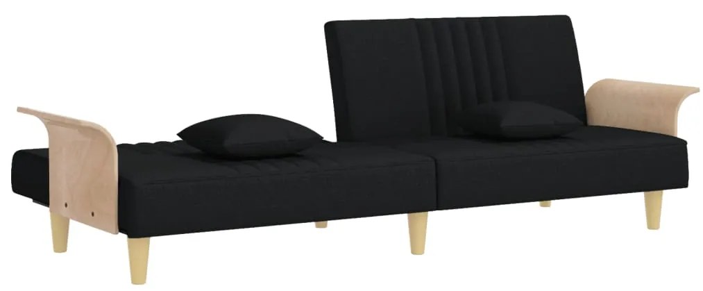 Sofá-cama com apoio de braços tecido preto