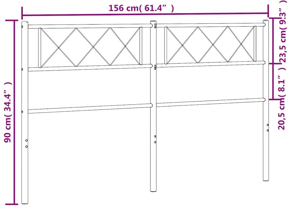 Cabeceira de cama 150 cm metal branco