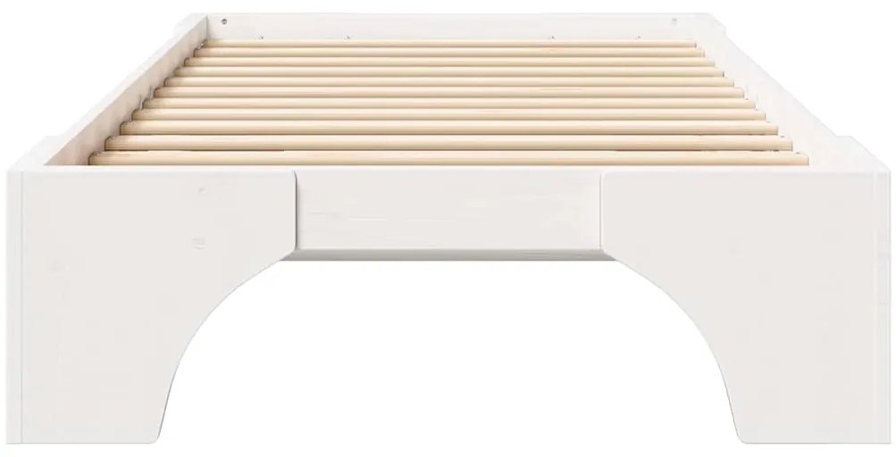 Cama Branca 90x190 cm em Madeira de Pinho Sólido