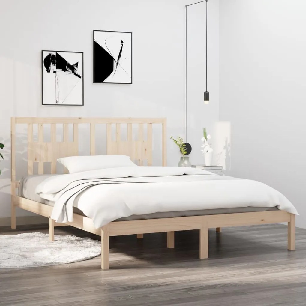 Estrutura de cama 160x200 cm pinho maciço
