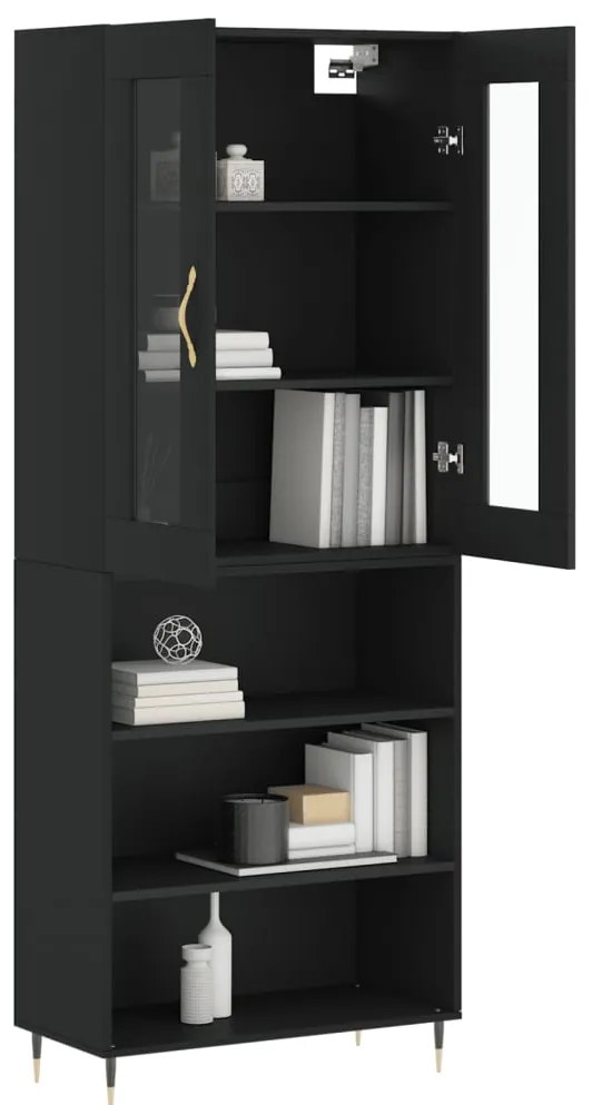 Armário alto 69,5x34x180 cm derivados de madeira preto