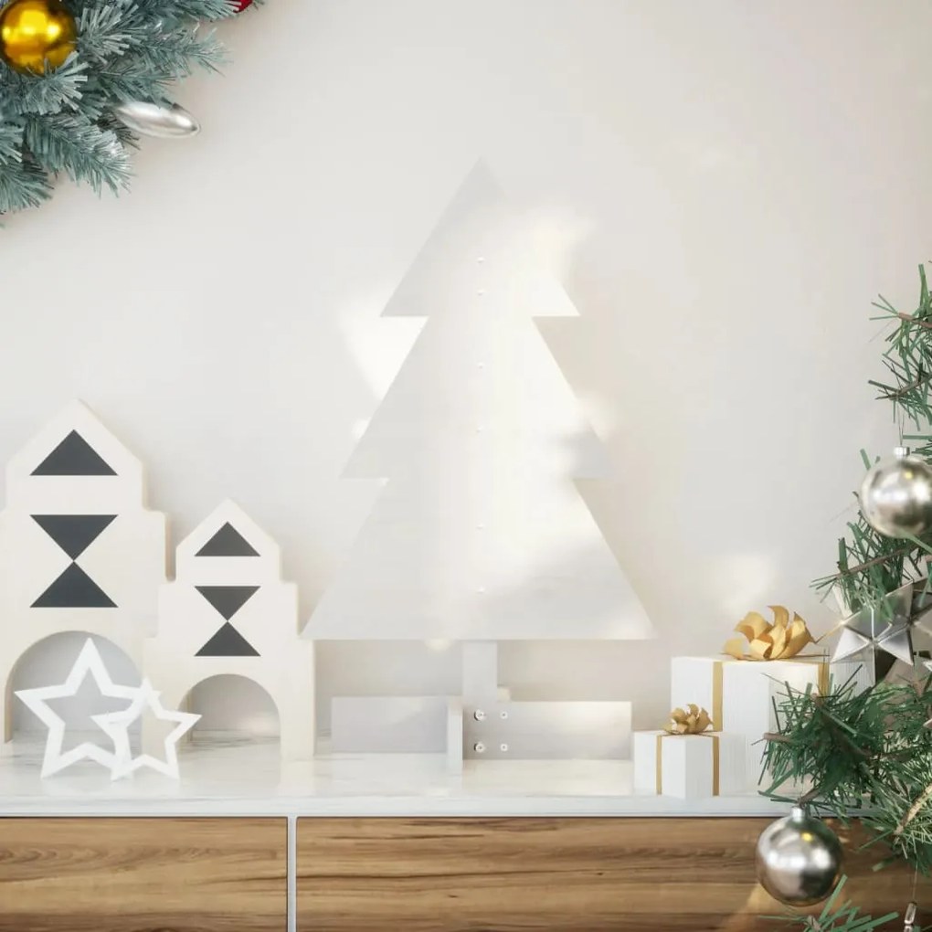 Árvore Natal decorativa 60 cm madeira de pinho maciça branco