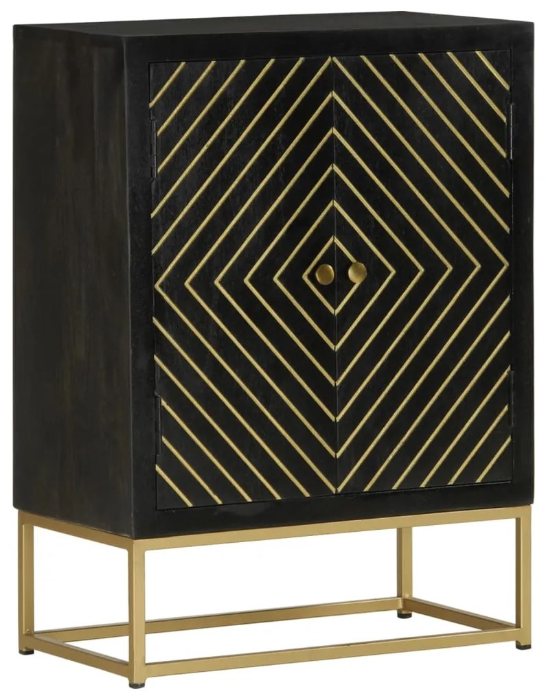 Aparador com 2 portas 55x30x75cm mangueira maciça preto/dourado