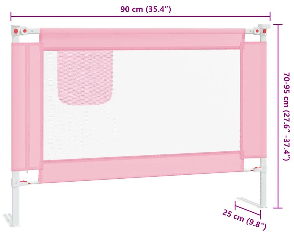 Barra de segurança p/ cama infantil tecido 90x25 cm rosa