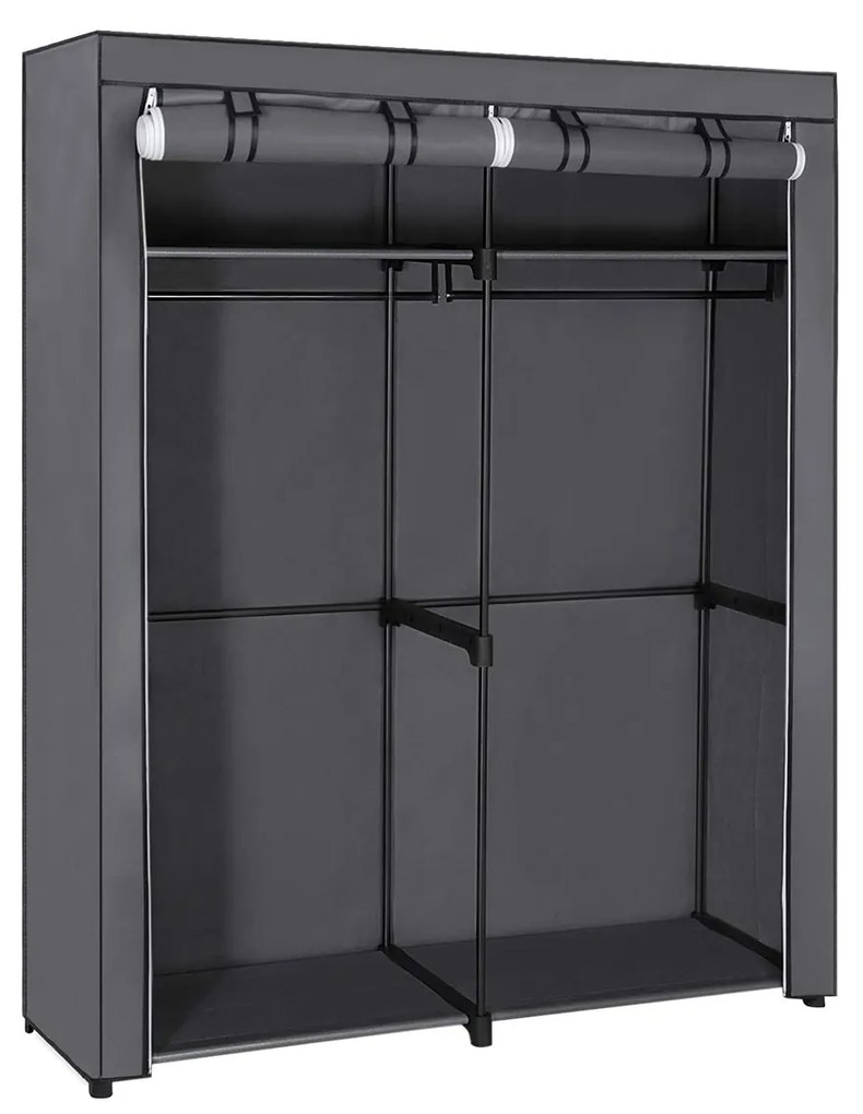 Armário portátil para quarto com 2 varões e capa de tecido. | SONGMICS | 140 x 43 x 174 cm | cinzento | RYG02GY.