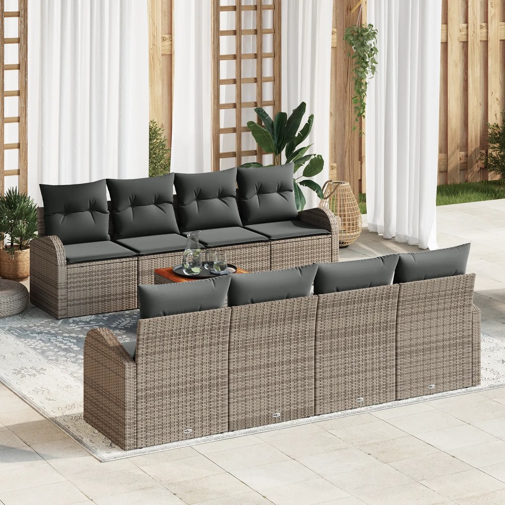 Conjunto de Sofás de Jardim vidaXL de 9 Peças com Almofadas em Rattan