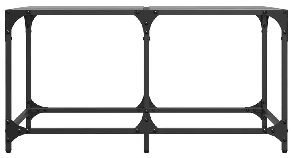 Mesa de centro com topo em vidro preto 78,5x40x40 cm aço