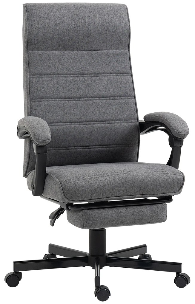 Vinsetto Cadeira Escritório Giratória Reclinável com Altura Ajustável e Apoio para os Pés Retrátil 68x67x106-114 cm Cinza | Aosom Portugal