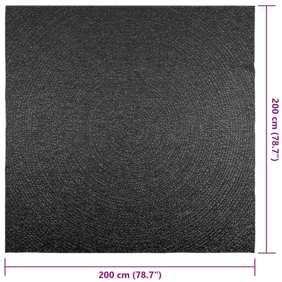 Tapete ZIZUR antracite 200x200 cm aspeto juta interior exterior