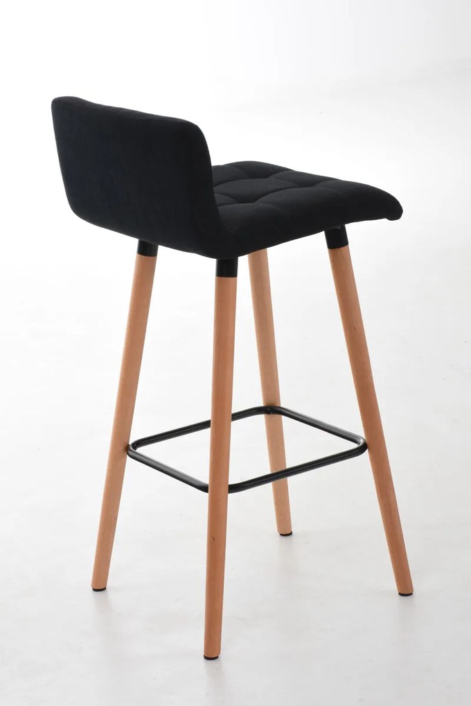 Conjunto de 2 bancos de bar Lincoln em tecido e com estrutura em Cor Natural 42 x 94 x 49 cm Preto