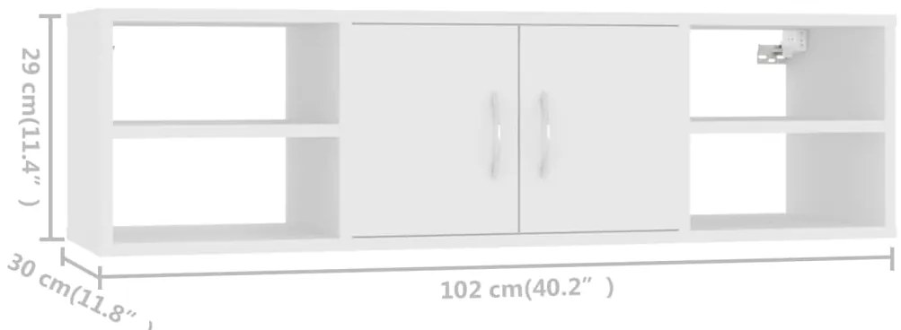 Estante de parede 102x30x29 cm derivados de madeira branco