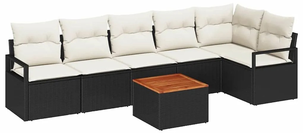 Conjunto de Sofá de Jardim 7 pcs Preto, branco Grande