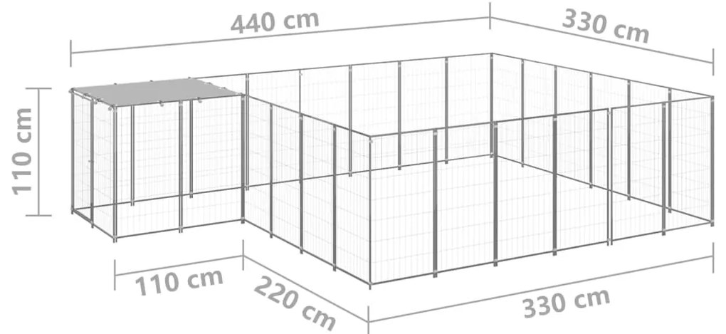 Canil 12,1 m² aço prateado