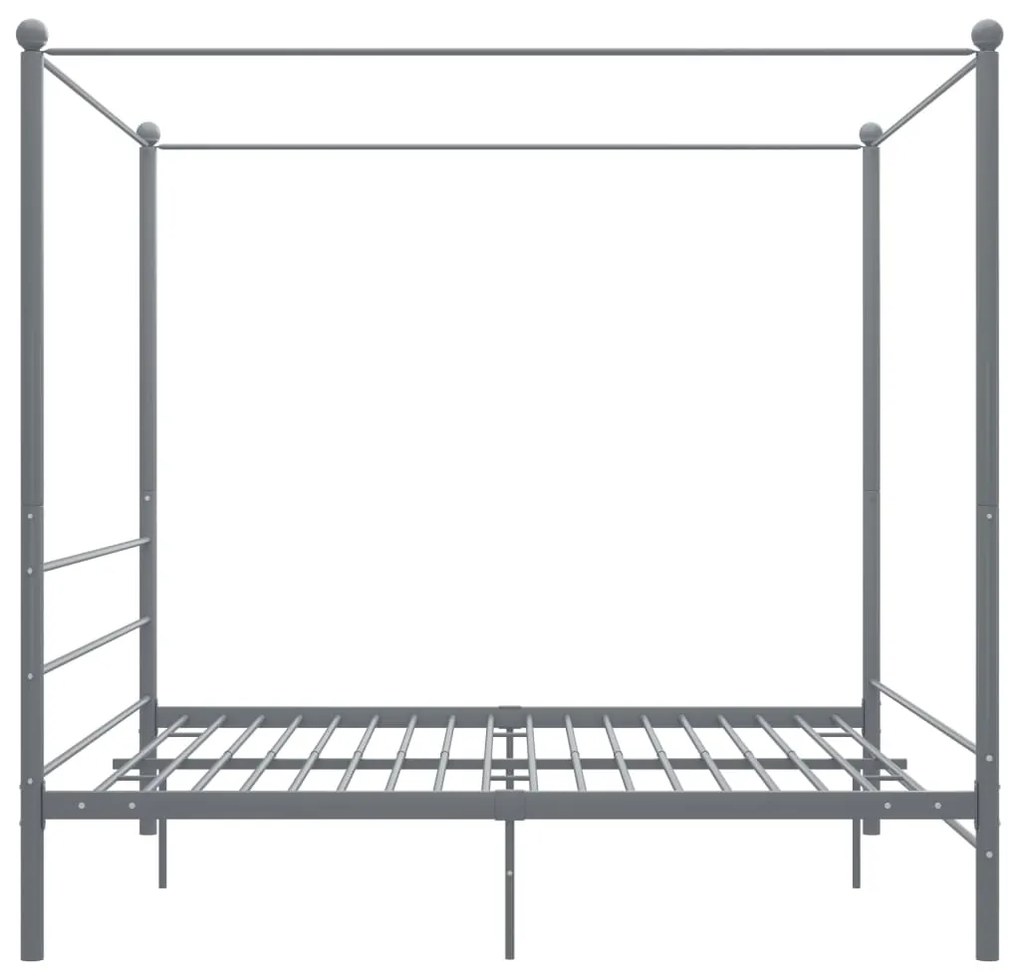 Estrutura de cama com dossel 200x200 cm metal cinzento