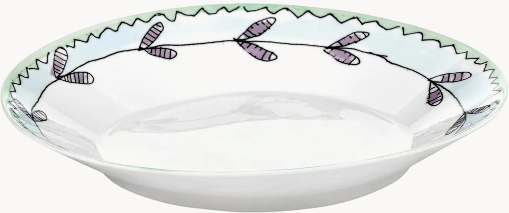 Pratos fundos em porcelana Fine Bone China Midnight Flowers, conjunto de 2