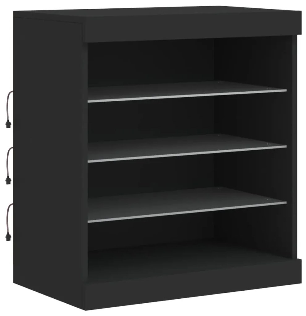 Aparador com luzes LED 60,5x37x67 cm preto