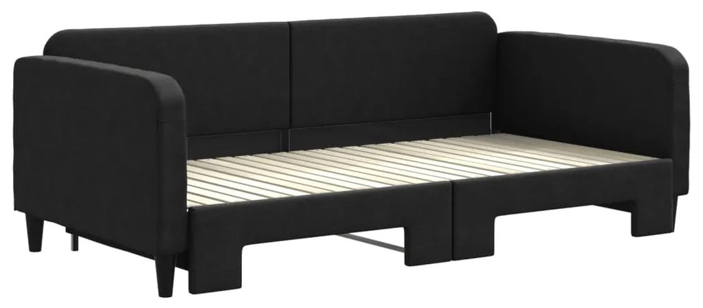Sofá-cama com gavetão 100x200 cm tecido preto