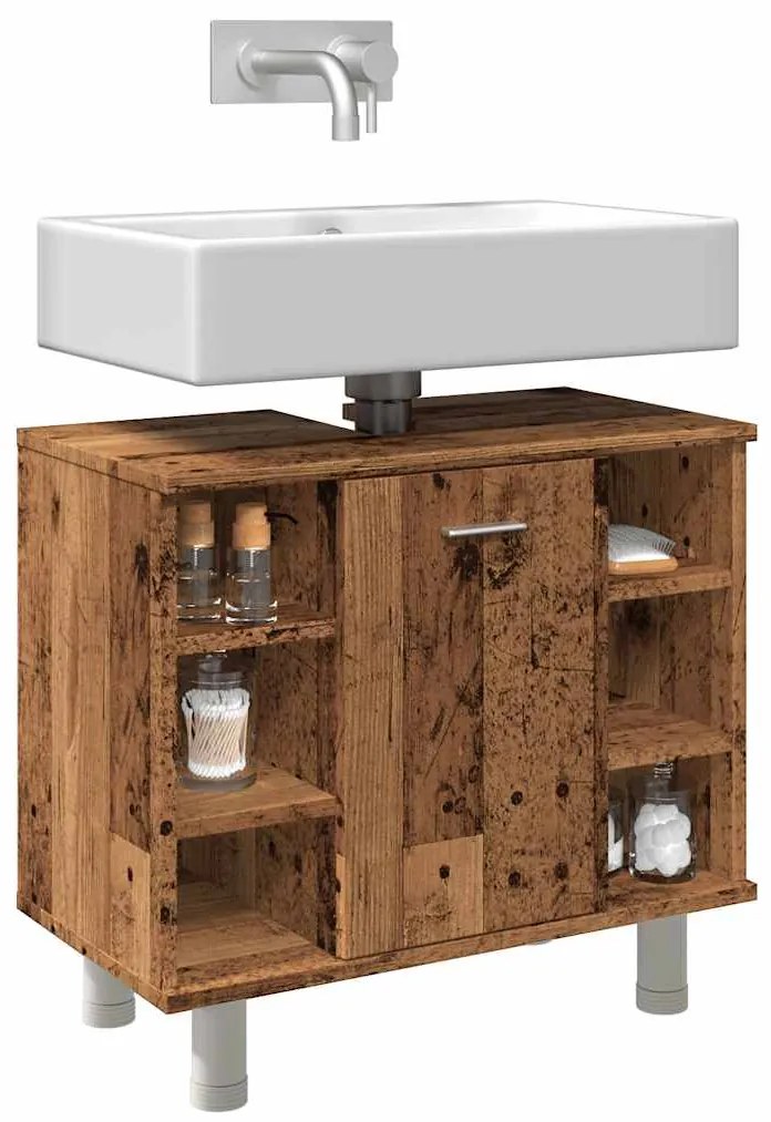 vidaXL Armário WC 60x32x53,5 cm derivados de madeira madeira velha