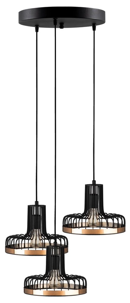 Chandelier Fellini – Preto/Cobre – Diâmetro 40 cm