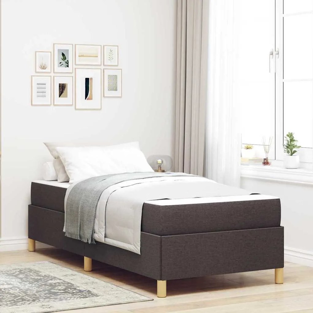 vidaXL Estrutura da Cama com colchão Marrom Escuro 90 x 190 cm tecido