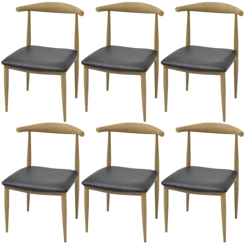 vidaXL Cadeiras de jantar 6 pcs couro artificial preto
