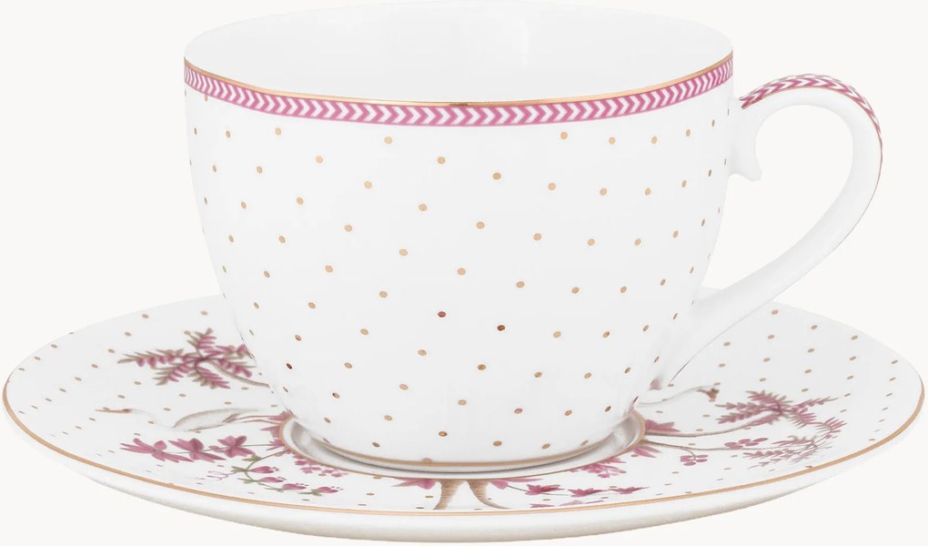 Chávena de chá com pires em porcelana Jolie Dots