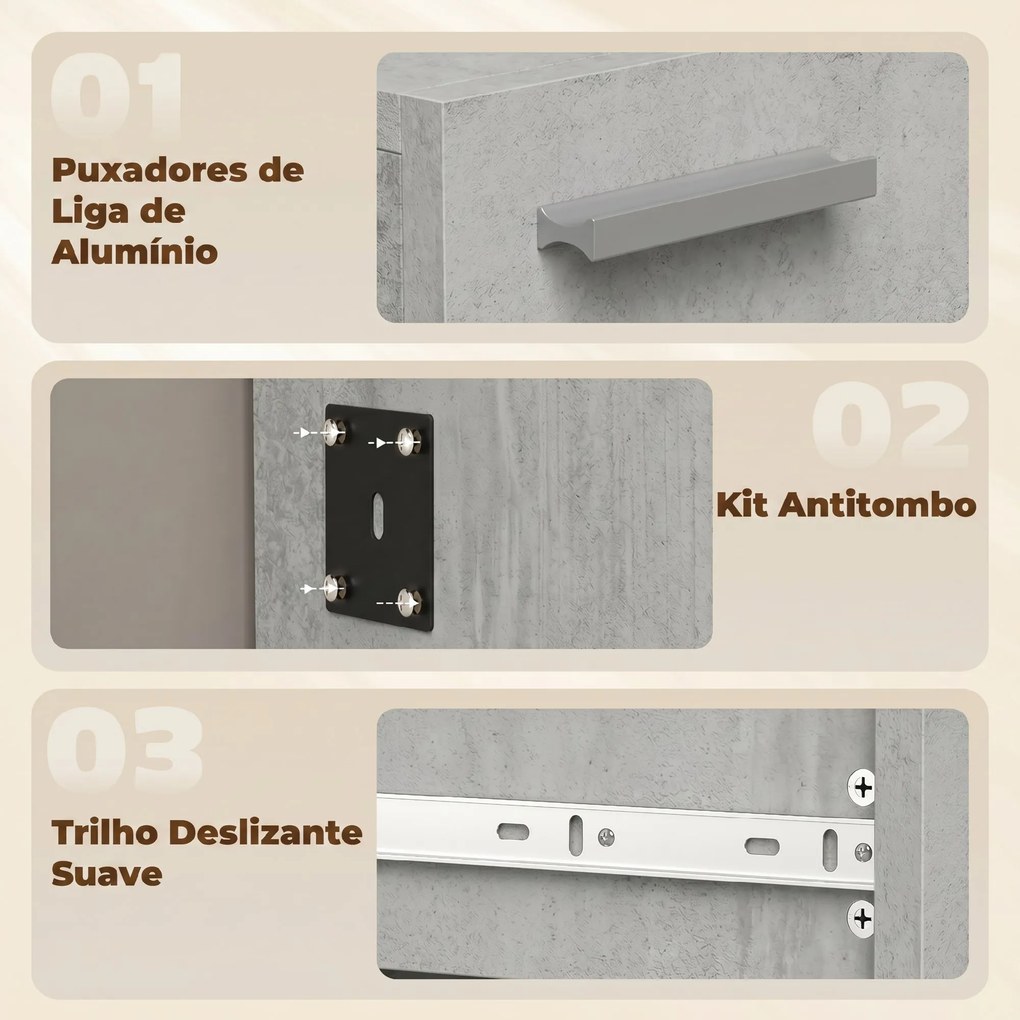Móvel de Entrada com Espelho Sapateira Basculante Assento Gaveta e Compartimento Aberto 61x30x170 cm Cinza