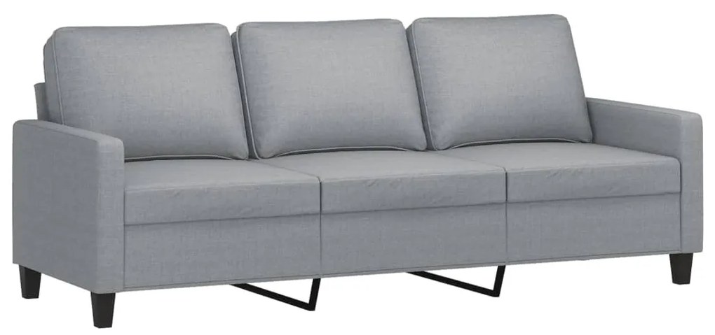 3 pcs conjunto de sofás com almofadões tecido cinzento-claro