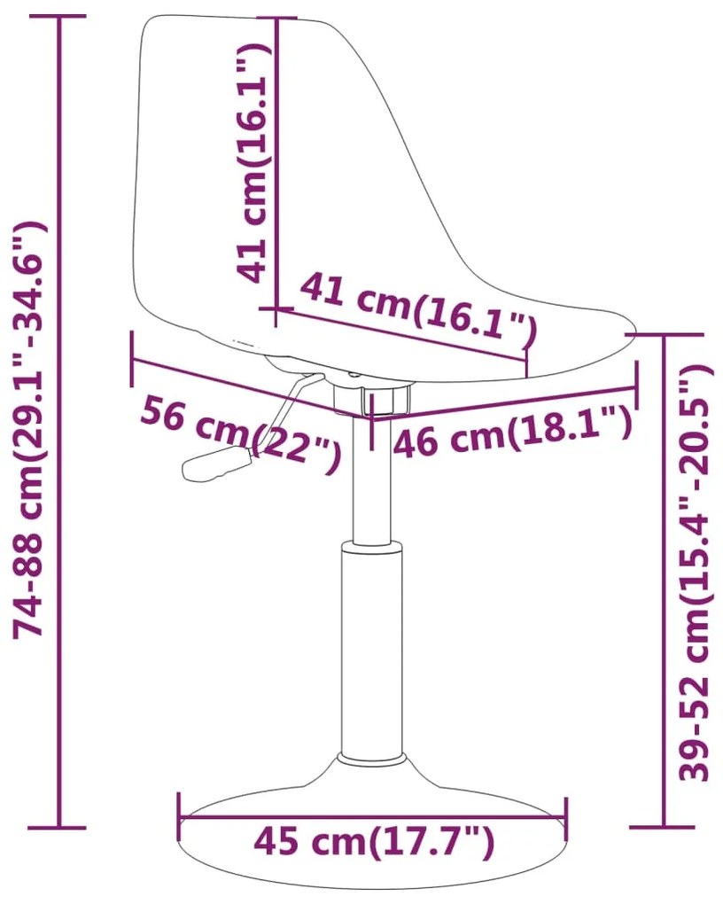 Cadeiras de jantar giratórias 4 pcs PP azul