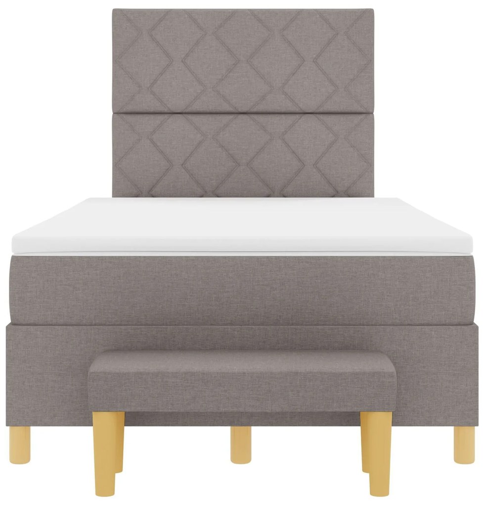 Cama Box Spring com Colchão & Banco Taupe 120x200 cm Tecido