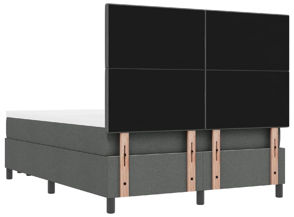 Cama Box Spring com Colchão e Banco Cinza Escuro 140x190 cm Tecido