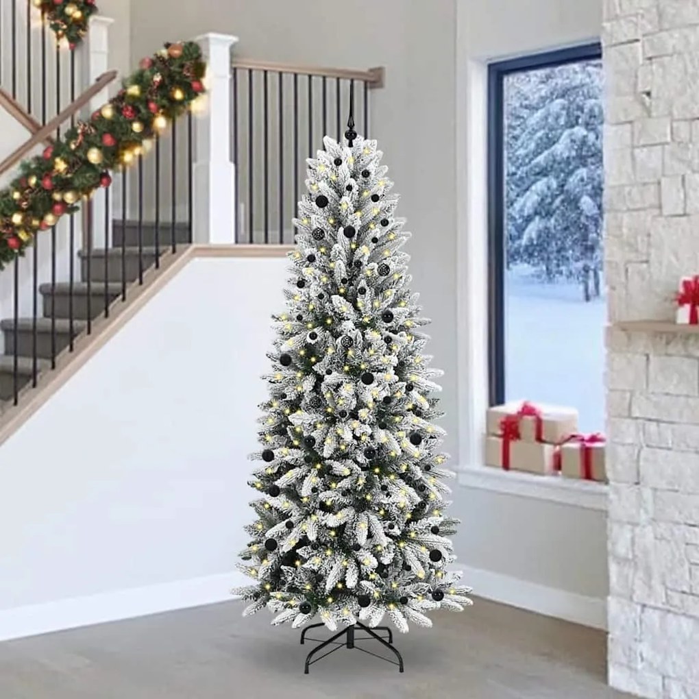 vidaXL Árvore de Natal Artificial com 300 LEDs Branco 240 cm