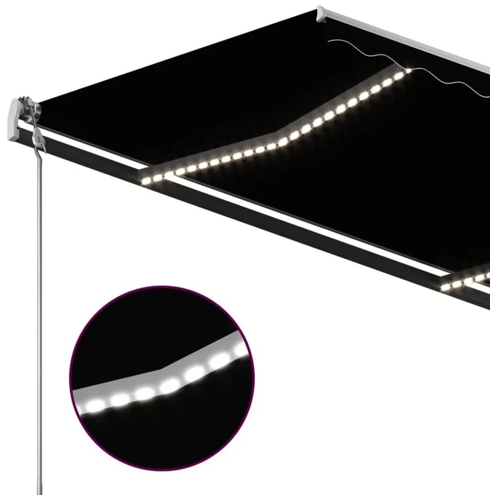 Toldo automático com LED e sensor de vento 4,5x3 m antracite