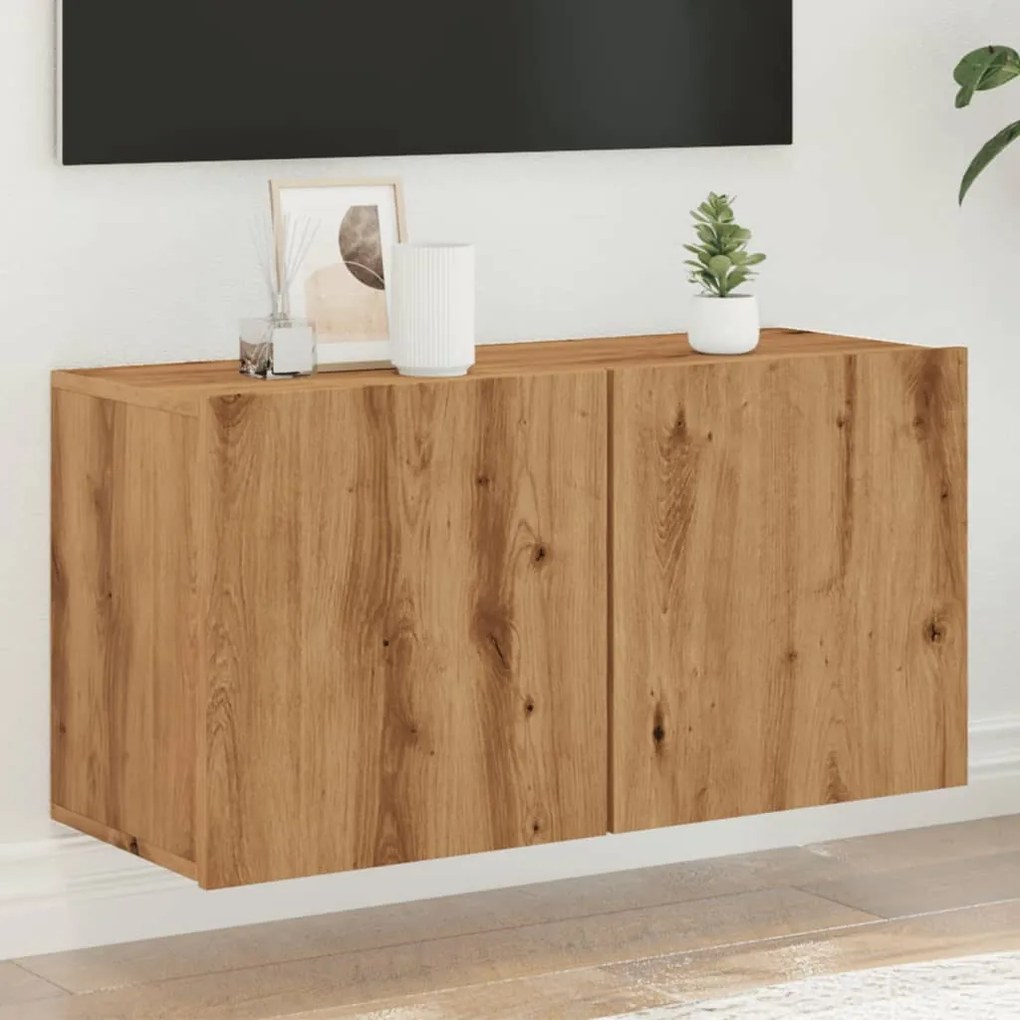 vidaXL Móvel de parede para TV 80x30x41 cm carvalho artisiano