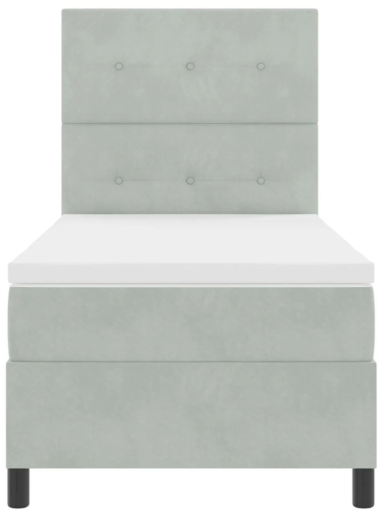 Cama Box Spring com Colchão vidaXL Cinza Claro 90x200 cm Veludo