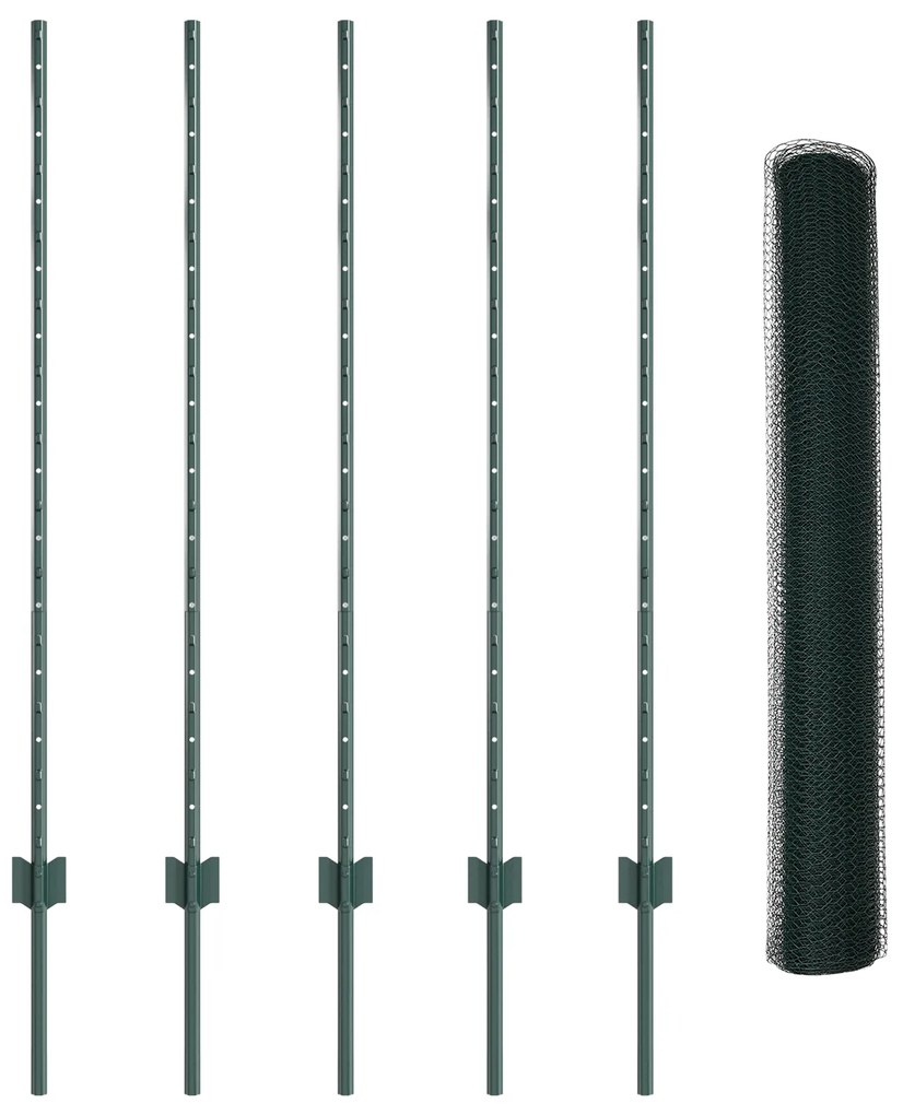 Postes de Cerca vidaXL 5 pcs U-Channel Verde 120 cm Aço