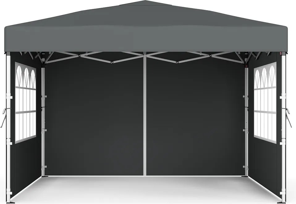 Tenda dobrável de 3 x 3 m, com paredes laterais, resistente, pavilhão para jardim cinzento