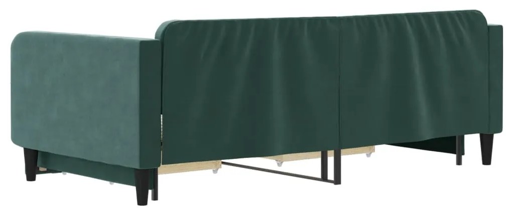 Sofá-cama c/ gavetão e gavetas 100x200 cm veludo verde-escuro