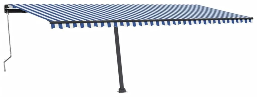 Toldo automático LED e sensor de vento 600x300 cm azul e branco