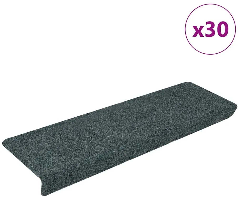 Tapetes de escada autoadesivos 30 pcs 65x21x4 cm verde