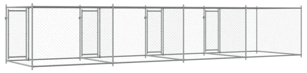 Jaula para cão com portas 8x2x1,5 m aço galvanizado cinzento